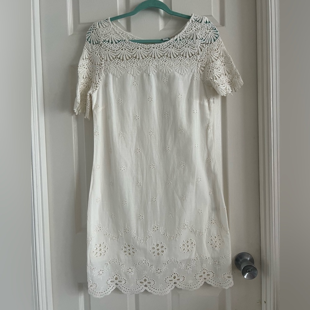 Sundance Catalog Chantae eyelet shift dress. Ivory. NWOT. Size petite small.